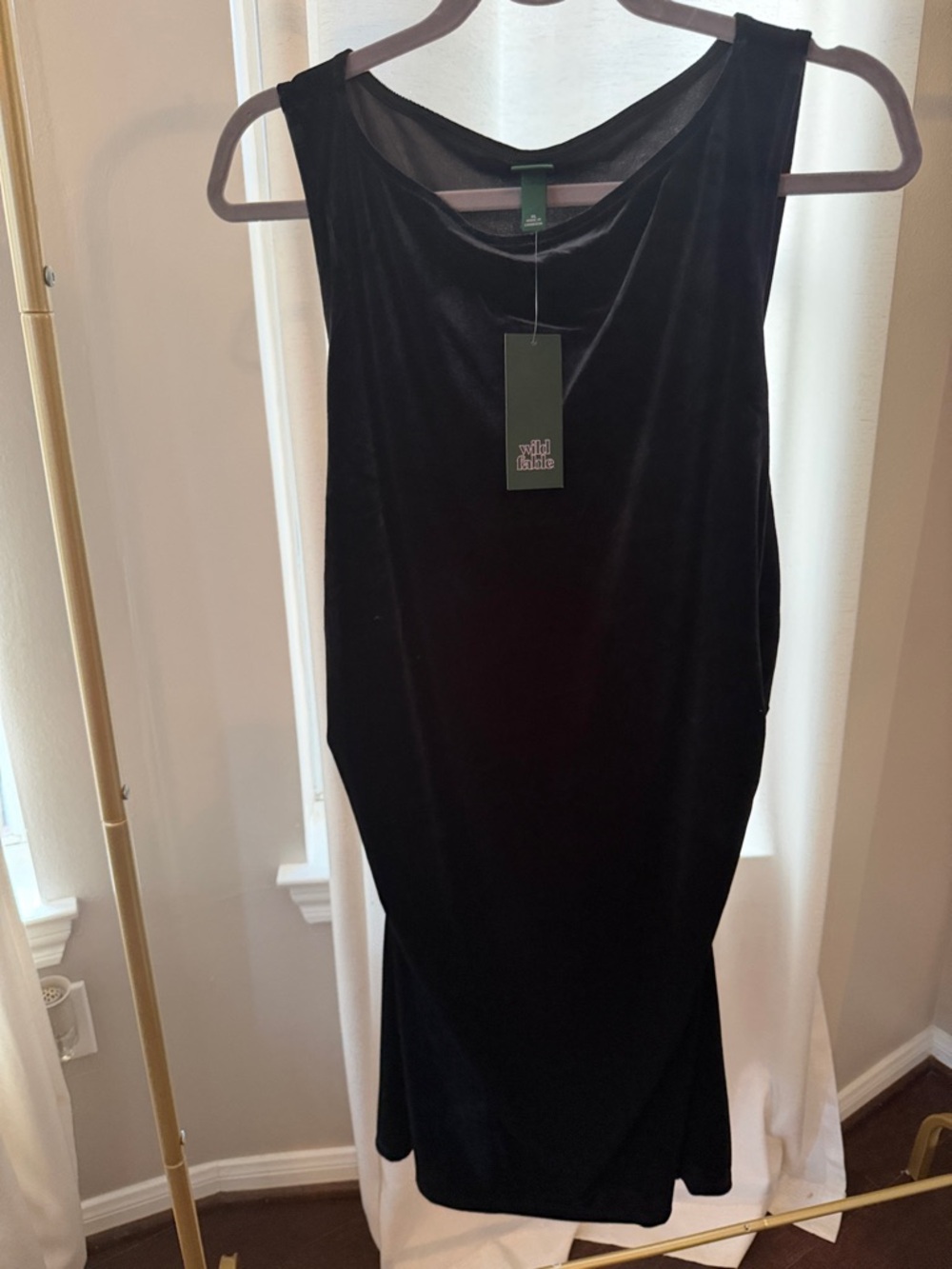 wild fable Black Velvet Top with Green Label